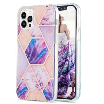 For iPhone 14 Pro 6.1 inch YB IMD Series-3 Stylish Marble Pattern Phone Case Double-sided Electroplating IMD Soft TPU Back Cover