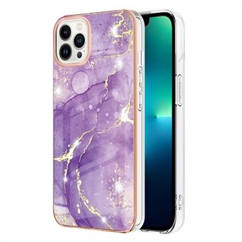 For iPhone 14 Pro 6.1 inch YB IMD Series-2 IMD Marble Pattern Electroplating Phone Case Soft TPU Back Cover