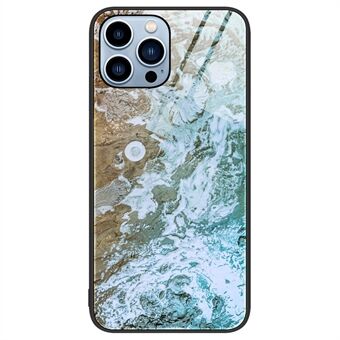 For iPhone 14 Pro 6.1 inch Wear-Resistant Phone Case Tempered Glass + PC + TPU Stylish Marble Pattern Shell