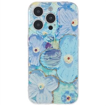 For iPhone 14 Pro 6.1 inch Flexible TPU IMD Flower Pattern Epoxy Phone Case Anti-wear Stylish Rhinestone Decor Back Cover