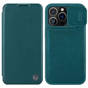 NILLKIN Qin Pro Series for iPhone 14 Pro 6.1 inch Anti-scratch Phone Case PU Leather Back Cover with Card Slot and Sliding Lens Protector