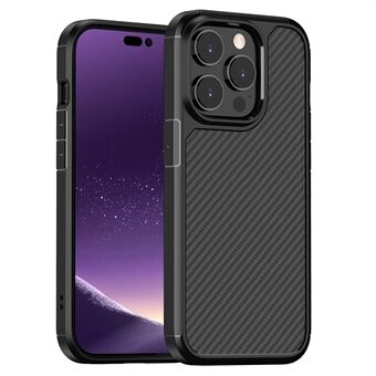 Carbon Fiber Texture Phone Case for iPhone 14 Pro 6.1 inch, Anti-scratch Matte Translucent PC + TPU Cover