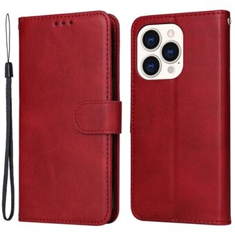 For iPhone 14 Pro 6.1 inch Calf Texture PU Leather Wallet Cover Adjustable Stand Phone Drop-proof Case