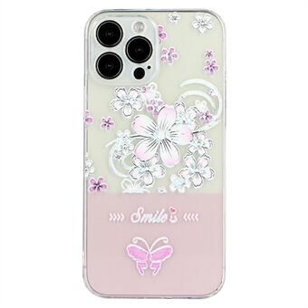 For iPhone 14 Pro 6.1 inch Soft TPU Anti-scratch Cell Phone Case Embossment Lacquered Butterfly Pattern Cover