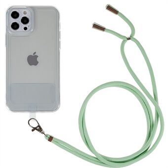 For iPhone 14 Pro 6.1 inch Soft TPU Case Precise Cutout Transparent Phone Cover with Long Lanyard