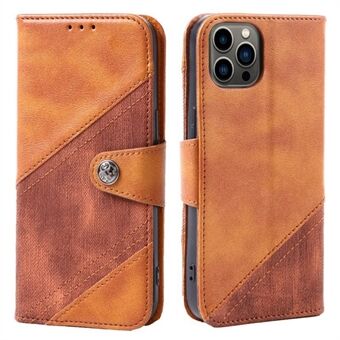 Stand Wallet Phone Cover for iPhone 14 Pro 6.1 inch, Crazy Horse Texture Splicing PU Leather Folio Flip Case