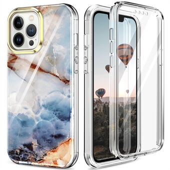 For iPhone 14 Pro 6.1 inch Detachable Four Corners Anti-fall Case IMD Pattern 3-in-1 Shockproof PC+TPU Shell with Built-in PET Screen Film