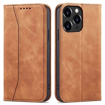 For iPhone 14 Pro 6.1 inch Impact-resistant PU Leather+TPU Wallet Stand Case Double Edge-fold Sewing Folio Flip Phone Cover