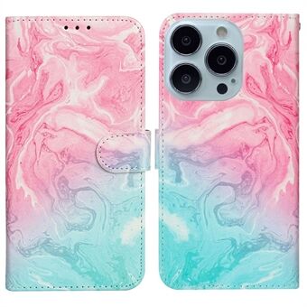 For iPhone 14 Pro 6.1 inch Marble Pattern Printing Phone Case PU Leather TPU Shockproof Wallet Stand Cover