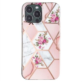 TPU Phone Case For iPhone 14 Pro 6.1 inch, Electroplating Splicing Marble Pattern Anti-scratch Phone Back Cover