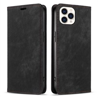 For iPhone 14 Pro 6.1 inch Bump Proof PU Leather Wallet Case Magnetic Absorption Phone Cover with Viewing Stand