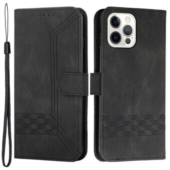 For iPhone 14 Pro 6.1 inch YX0010 Full Protection Stand Wallet PU Leather Cover Rhombus Lines Imprinted Skin-touch Phone Case