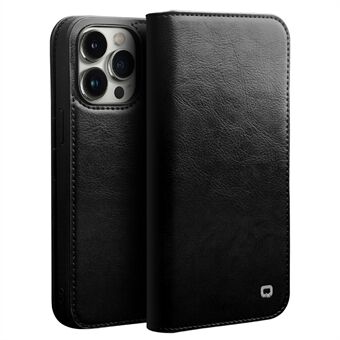 QIALINO For iPhone 14 Pro 6.1 inch Full Protection Phone Case Flip Wallet Cover Stand Shockproof Genuine Leather Phone Shell Card Holder