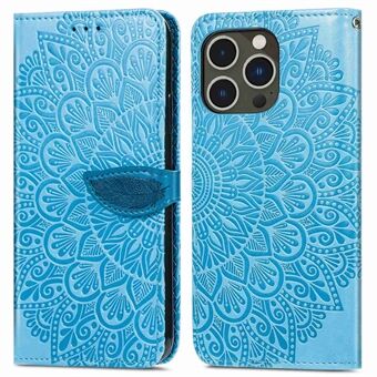 For iPhone 14 Pro 6.1 inch Imprinted Dream Wings Series Wallet Case PU Leather Leather Wrist Strap Stand Magnetic Flip Cover