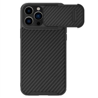 NILLKIN For iPhone 14 Pro Drop-proof Carbon Fiber PC + TPU Case Slide Camera Protection Phone Back Cover