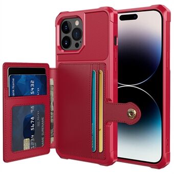 ZM03 for iPhone 14 Pro Shockproof Phone Case Kickstand Card Holder Phone Back Cover with Magnetic Metal Sheet