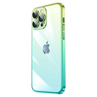 For iPhone 14 Pro Gradient Color Hard PC Case Dust-proof Electroplating Back Cover - Gradient Cyan Green