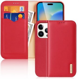 DUX DUCIS Hivo Series Phone Case for iPhone 14 Pro Full Protection Genuine Leather Folio Flip Wallet Cover Stand RFID Blocking Shell