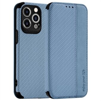 For iPhone 14 Pro Anti-drop Cell Phone Case with Suction Cup Closure Carbon Fiber Texture PU Leather Scratch-resistant Wallet Cover