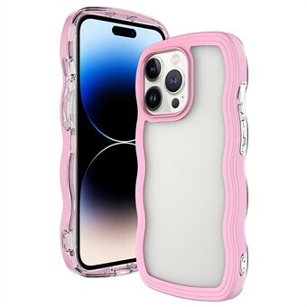 For iPhone 14 Pro Color Frame Transparent Back Cover PC + TPU Wave Edge Design Phone Drop-proof Case