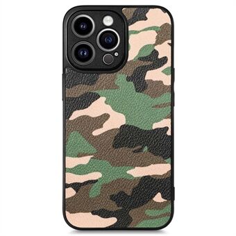 Camouflage Pattern Phone Case for iPhone 14 Pro TPU+PU Leather Case Anti-Fall Shockproof Cover Support Wireless Charging