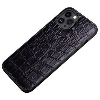 Anti-Fall Phone Case for iPhone 14 Pro Rubberized TPU Phone Case Genuine Leather Crocodile Texture Shockproof Cover