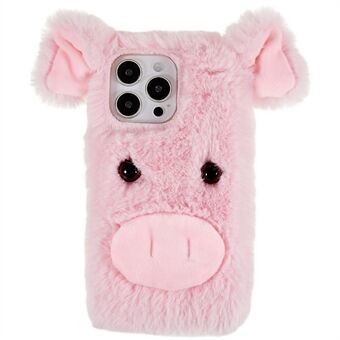 For iPhone 14 Pro Soft Plush Phone Case Cute Cartoon Pig Design TPU Protective Back Cover