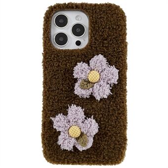 For iPhone 14 Pro Flower Decor Fluffy Phone Back Case Soft TPU Anti-scratch Anti-drop Cover