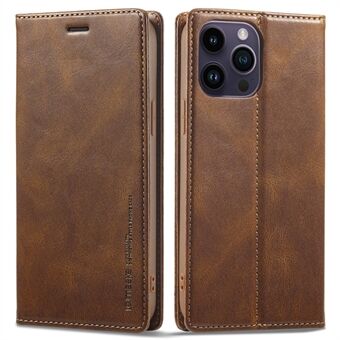 LC.IMEEKE For iPhone 14 Pro RFID Blocking PU Leather Case Wallet Stand Magnetic Auto-absorbed Phone Cover