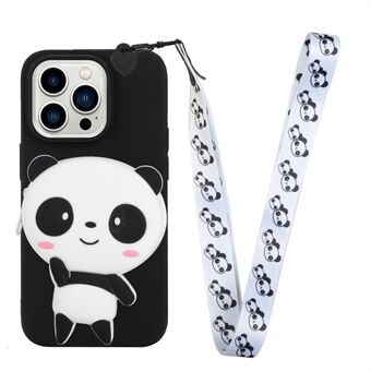 Anti-Fall Phone Case for iPhone 14 Pro Protective TPU Phone Cover Cartoon Design Phone Case with Lanyard / Silicone Zippered Pocket