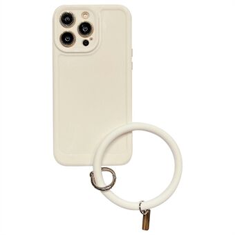 For iPhone 14 Pro Flexible TPU Phone Case Anti-Fingerprint Back Shell with Silicone Ring Strap