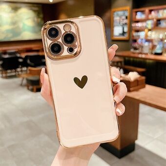 Shockproof Case for iPhone 14 Pro Phone Case Heart Pattern Electroplating TPU Phone Cover Protective Slim Case