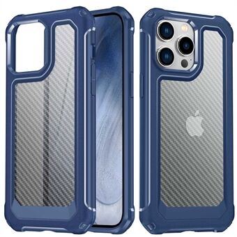 For iPhone 14 Pro Hybrid Hard PC Soft TPU Phone Case Anti-Scratch Carbon Fiber Texture Back Cover