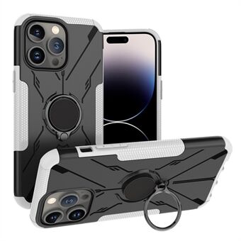 For iPhone 14 Pro Four Corner Airbag PC + TPU Phone Protective Cover Ring Kickstand Design Back Case