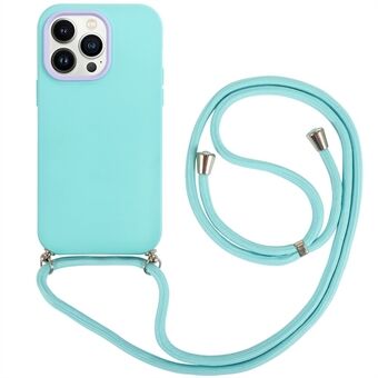 For iPhone 14 Pro 3-in-1 PC Frame + Lens Ring + TPU Back Case Mobile Phone Anti-drop Protective Cover with Long Lanyard