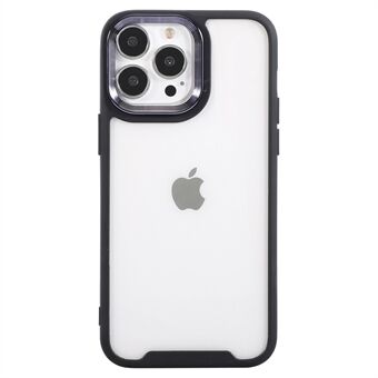 TPU Bumper + Acrylic Back Case for iPhone 14 Pro, Electroplating Lens Frame Anti-scratch Clear Phone Cover