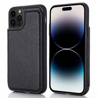 For iPhone 14 Pro Card Slots Kickstand Design PU Leather Coated Flexible TPU Phone Case Anti-scratch Anti-drop Cover