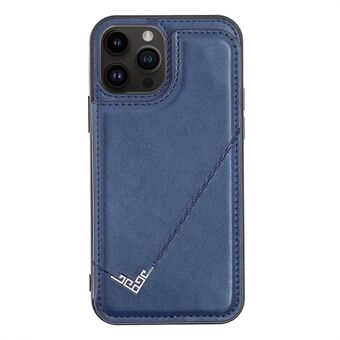 For iPhone 14 Pro V-Shape Design Retro Texture PU Leather Coated TPU Cover Card Slots Kickstand Design Phone Anti-drop Case