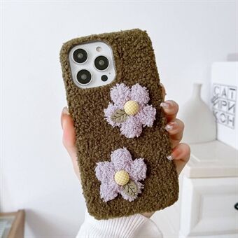 For iPhone 14 Pro Flower Decor Plush Phone Case Drop-proof TPU Protective Cover