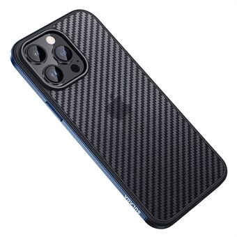 SULADA Luxury Series For iPhone 14 Pro Carbon Fiber Texture Protective Cover TPU Drop-proof Phone Case with Metal Frame