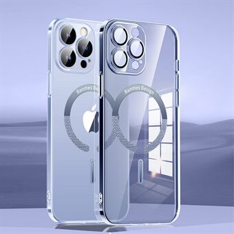 For iPhone 14 Pro Magnetic Phone Case Hard PC Shockproof Case with Glass Lens Protector Anti-Drop Phone Shell