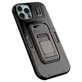 For iPhone 14 Pro Shockproof Phone Case Well-protected Mobile Phone Cover Kickstand Built-in Magnetic Metal Sheet