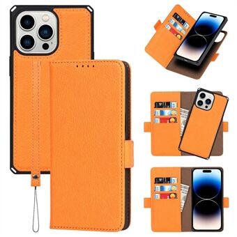 Wallet Phone Case for iPhone 14 Pro Detachable PU Leather Cover Litchi Texture Protective Case with Stand / Strap