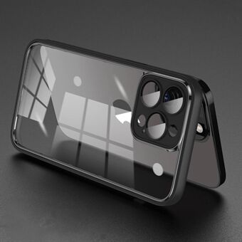 For iPhone 14 Pro Anti-fingerprint Back Protector Cover Electroplating PC+TPU Phone Case with Lens Film