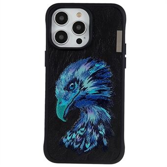 NIMMY For iPhone 14 Pro Animal Pattern Embroidery Anti-scratch Cell Phone Case PU Leather+TPU+PC Protective Cover