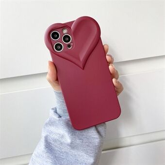 For iPhone 14 Pro Creative Heart Shaped Phone Case Solid Color Rubberized TPU Camera Protection Back Cover