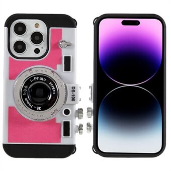 For iPhone 14 Pro Vintage Style Classic Camera Phone Case PU Leather + TPU + PC Drop Protection Cover with Lanyard