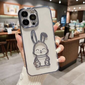 For iPhone 14 Pro Back Shell, Cute Rabbit Phone Case Clear TPU Protective Cover with Lens Film