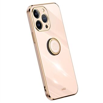 XINLI Ring Kickstand Phone Cover For iPhone 14 Pro, Electroplating Golden Edge TPU Anti-drop Mobile Phone Case