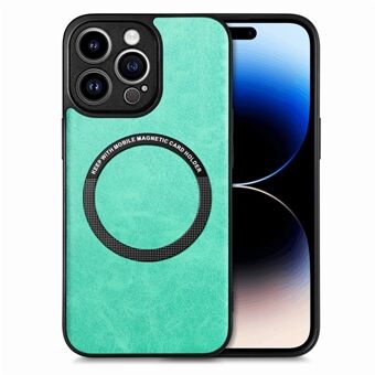 Metal Ring Magnetic Holder Phone Case for iPhone 14 Pro, PU Leather Coated PC+TPU Cover